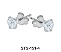 CZ Heart 4mm. Stud Earrings STS-151-4